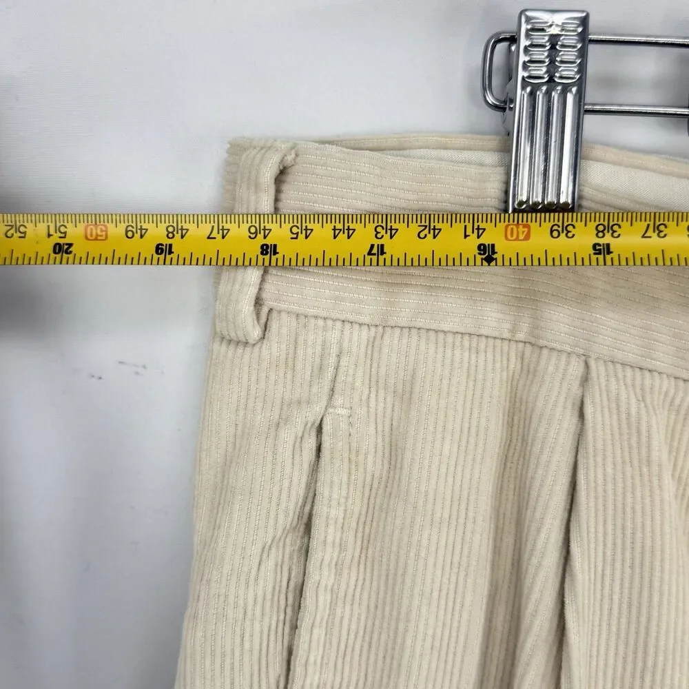 VTG Jos. A. Bank Mens Pants Beige Corduroy Straight Cuffed Pleat Chinos Size 35 - Picture 13 of 15